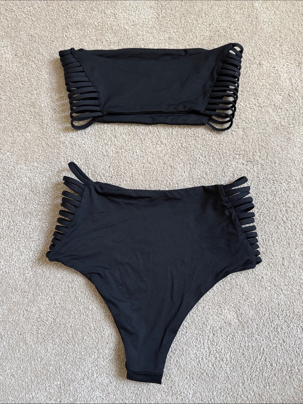 l*space Black Strappy High-Waist Bikini Set